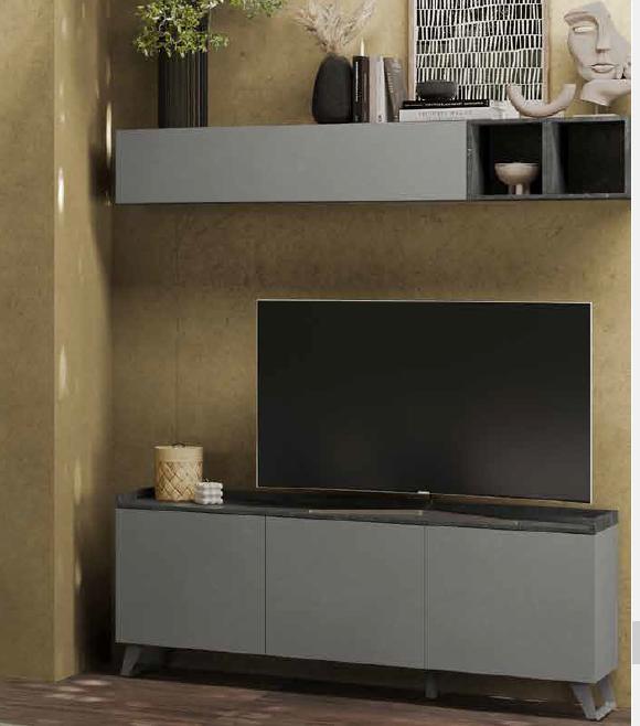 Porta Tv Polan 3 ante colore ardesia e piombo