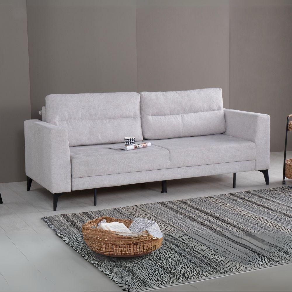 Divano letto Derry 3 posti in tessuto grigio chiaro 07-900