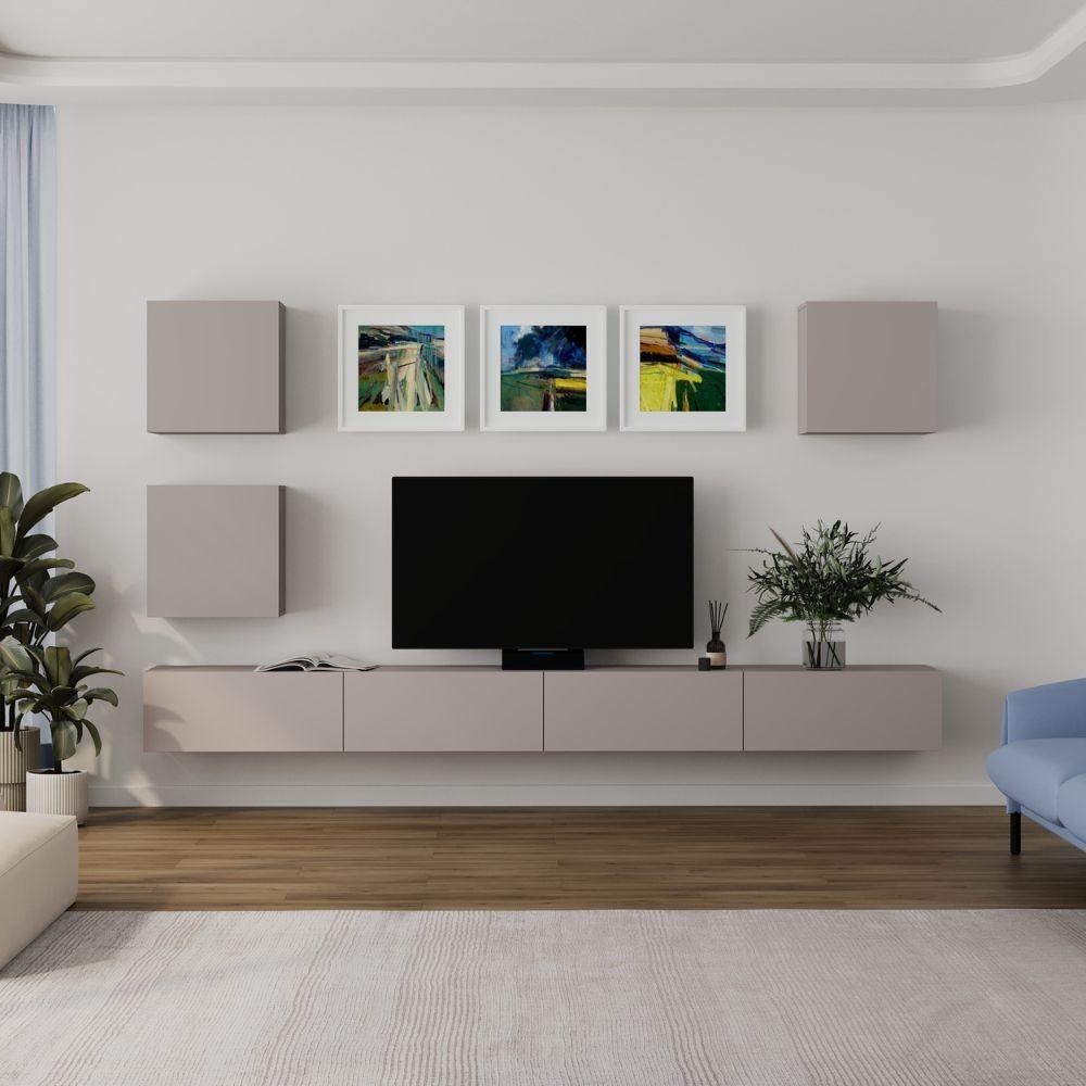 Parete attrezzata Marte colore tortora H 170x40x300 cm.