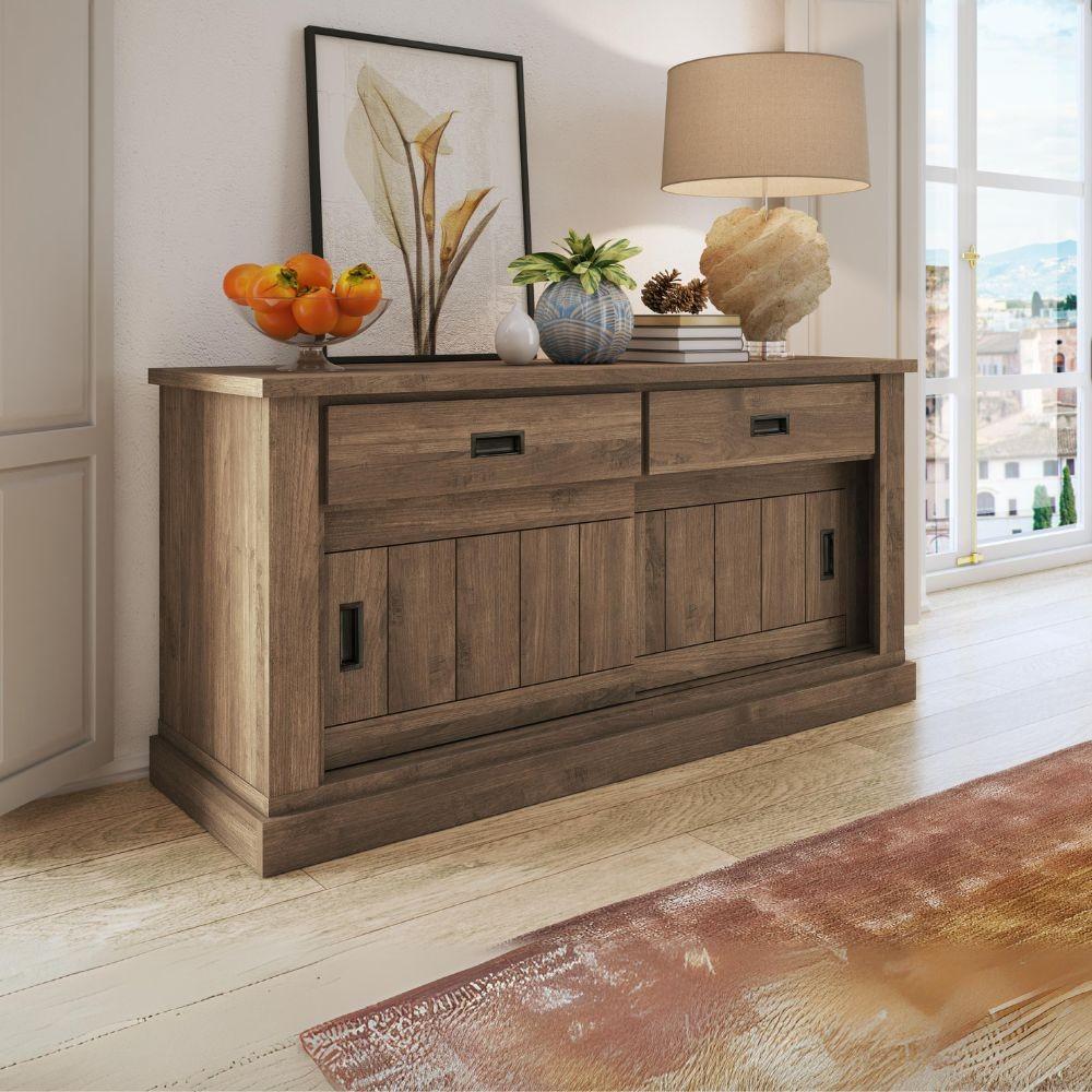 Madia AnthonyIII 52 con 2 ante scorrevoli e 2 cassetti colore noce eastwood stile shabby