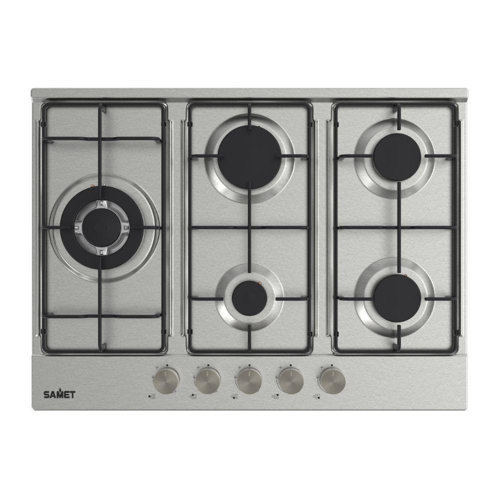 Piano cottura Ercole2 a gas da incasso 5 fuochi 70 cm. in acciaio inox