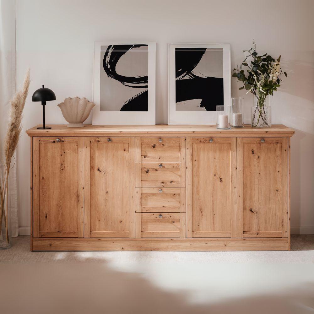Credenza Timber 51A con 4 ante e 4 cassetti colore rovere anticato