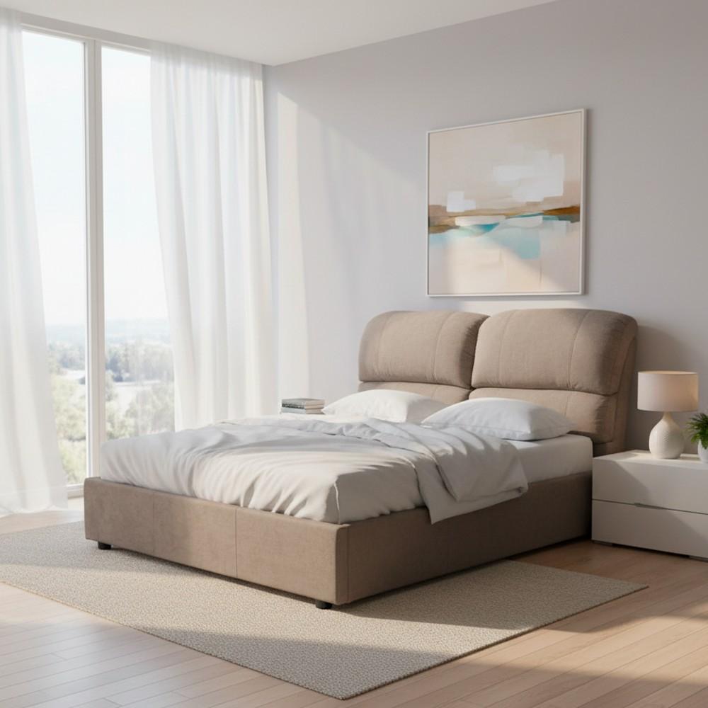 Letto matrimoniale Sofaback contenitore in tessuto Enjoy 03 taupe