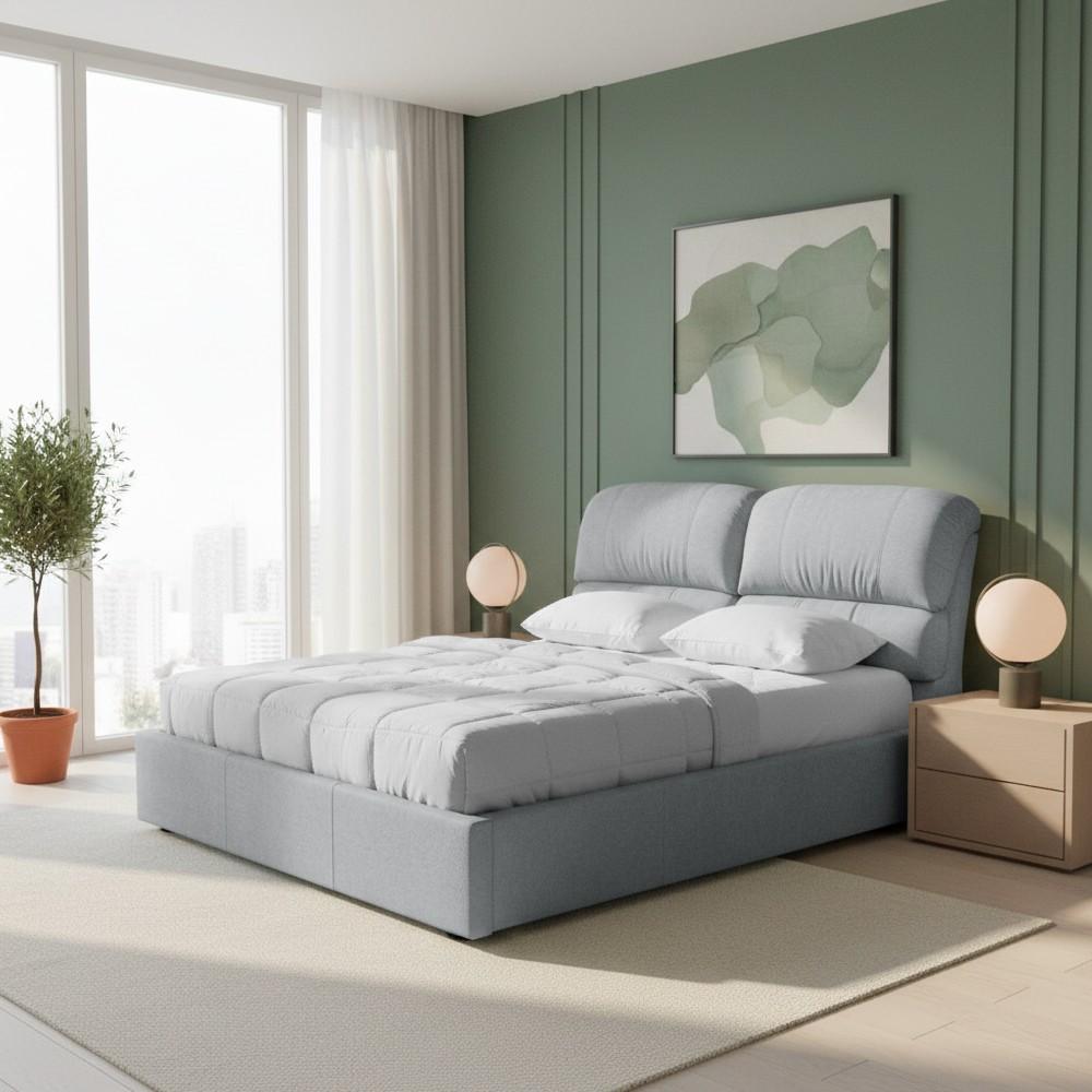 Letto matrimoniale Sofaback contenitore in tessuto Enjoy 20 light grey