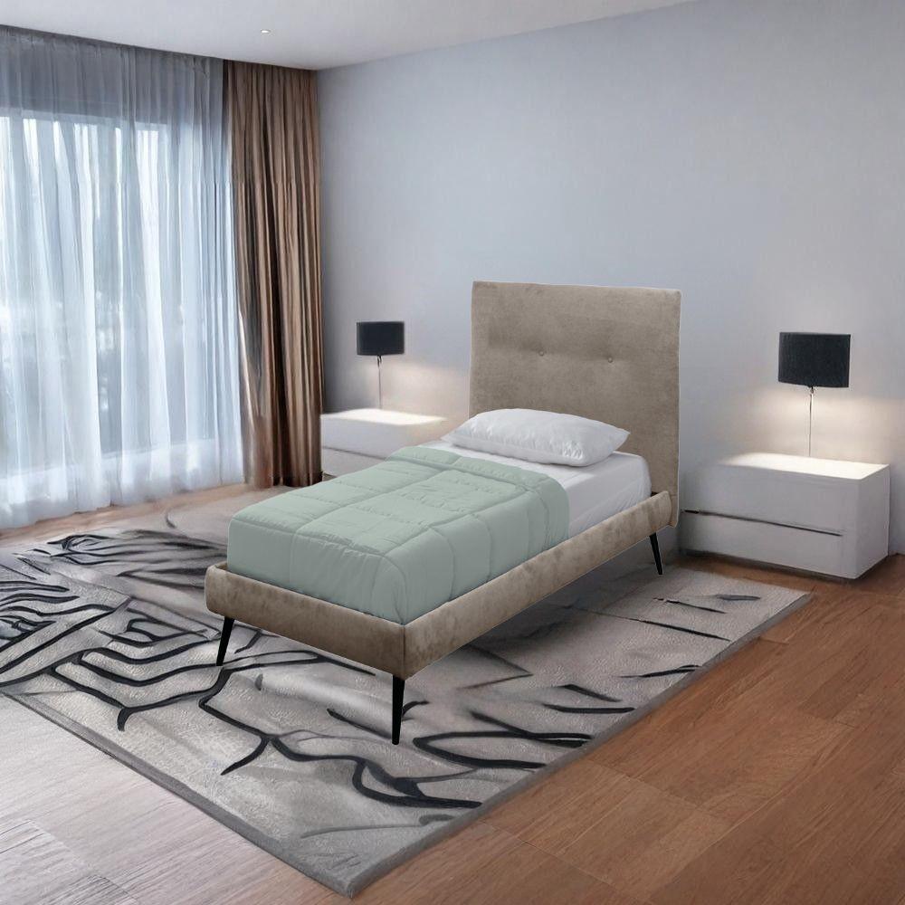 Letto singolo Stiletto con rete fissa in tessuto Enjoy 03 tortora