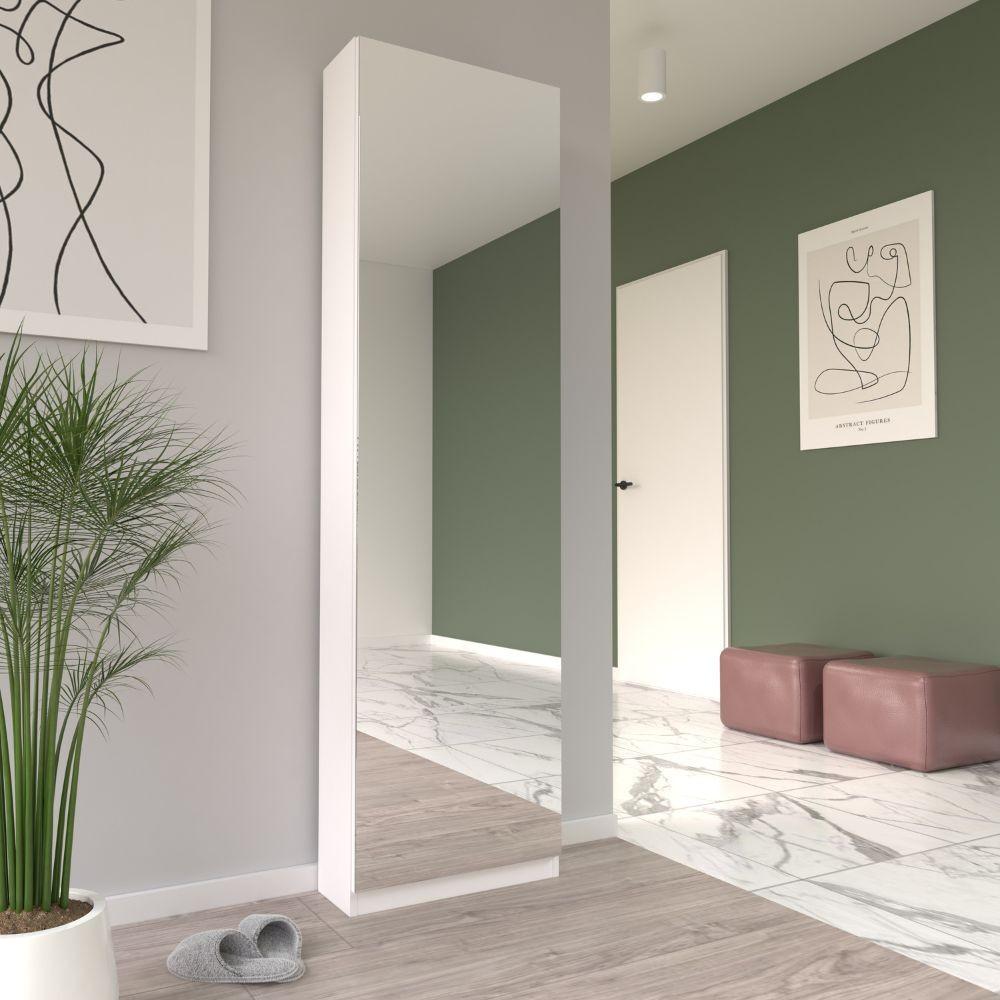 Scarpiera Nyx colore bianco con anta a specchio reversibile
