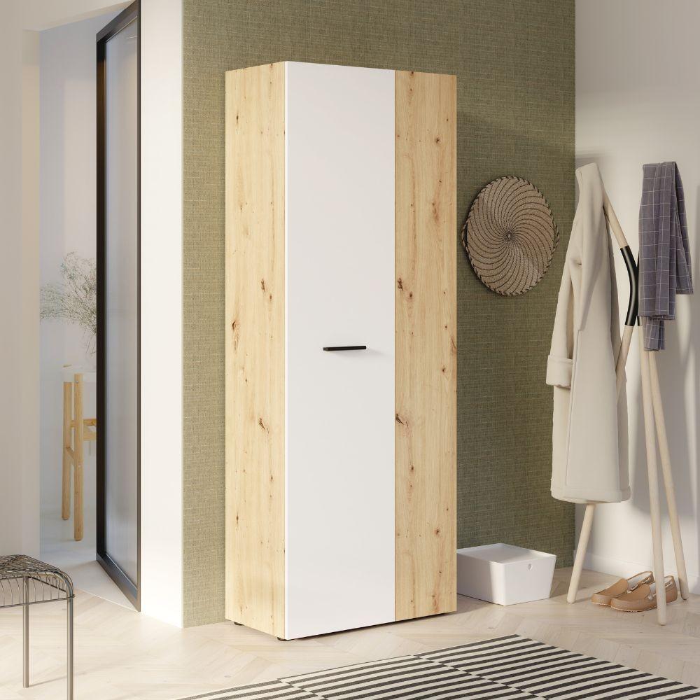 Armadio multiuso Teodoro 2 ante con portascope struttura rovere e 1 anta bianco