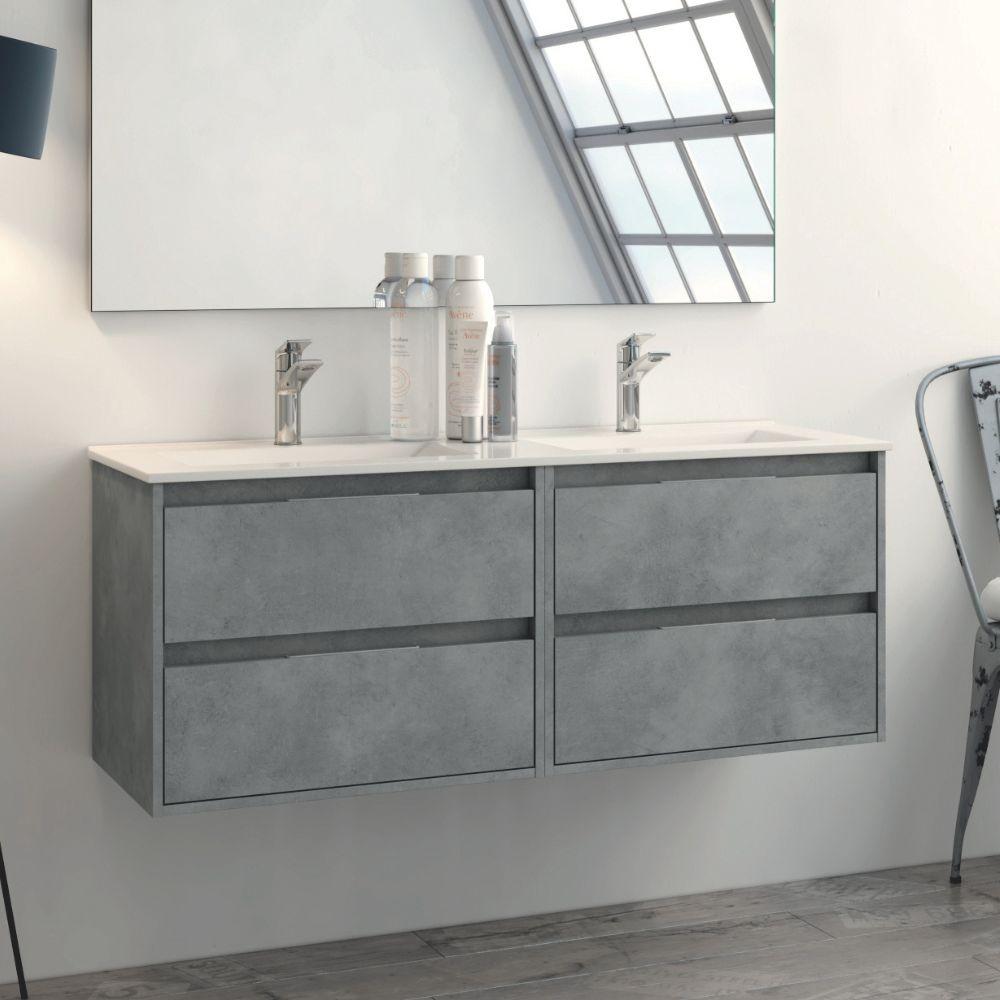 Mobile bagno sospeso Bolton con 4 cassetti 120x45x48 cm colore cemento