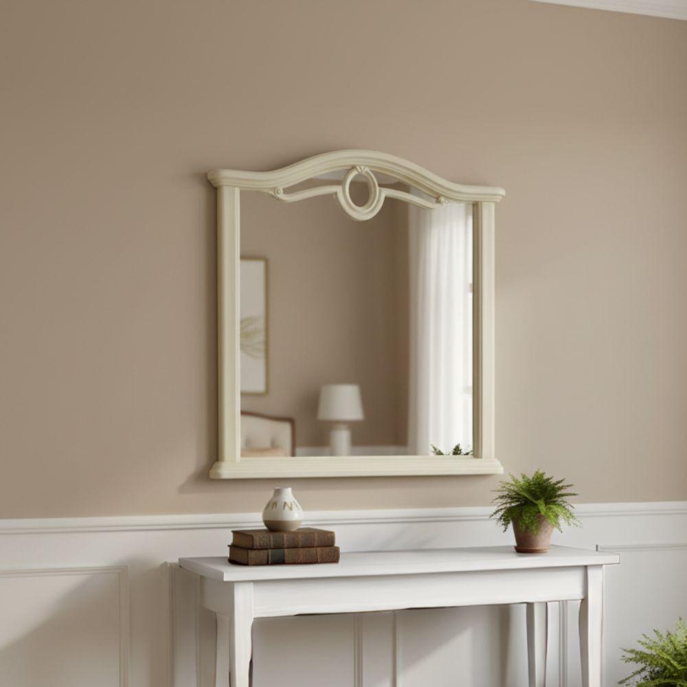 Specchiera Cerchio con cornice in legno con motivo ovale L 85 x H 95.5 cm colore beige