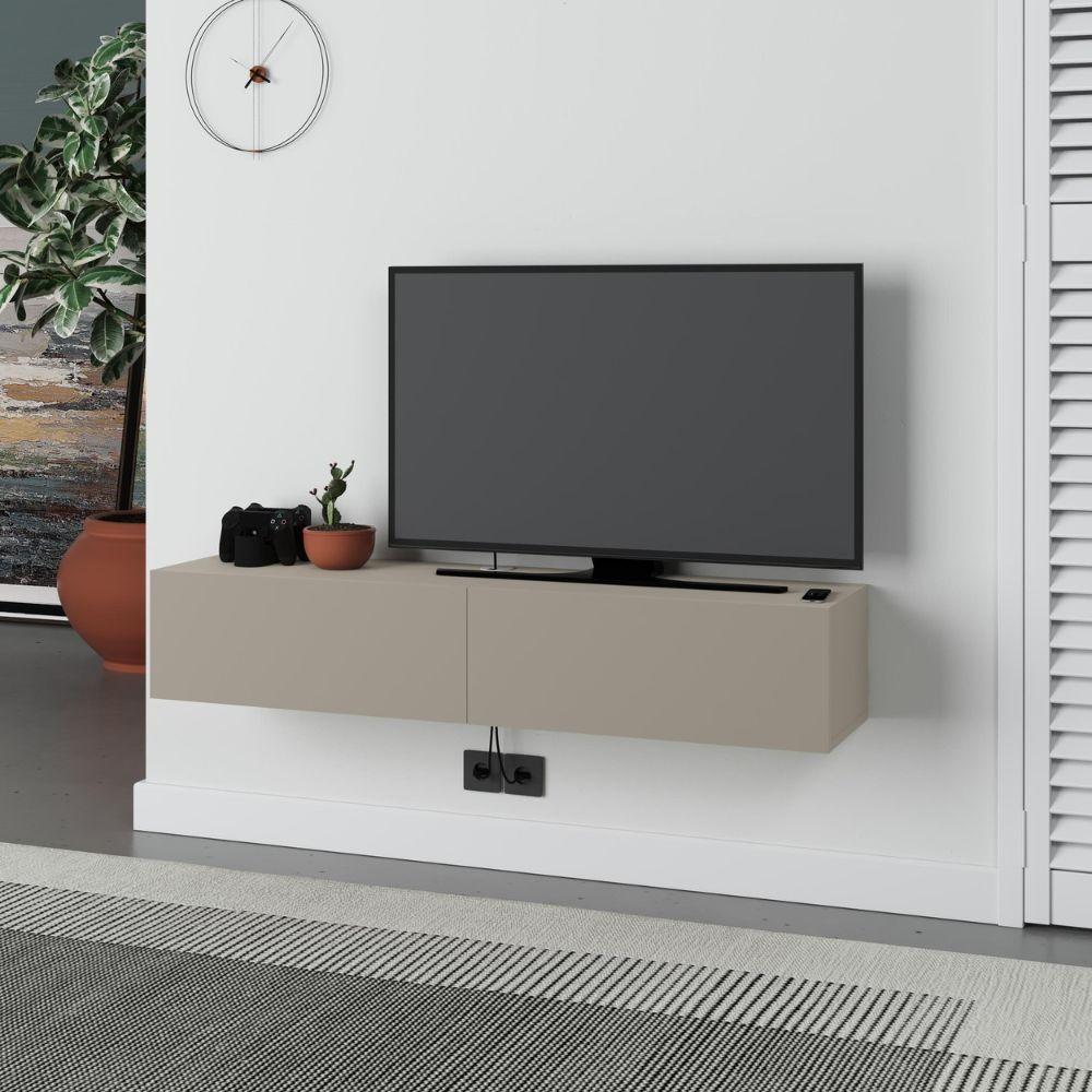 Mobile porta TV sospeso Francy cashmere con ante a ribalta 135x31.7x25 cm.