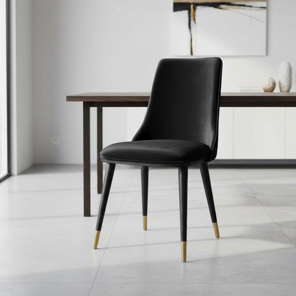 Sedia da pranzo Akustik Simphony velluto nero set 2 pezzi