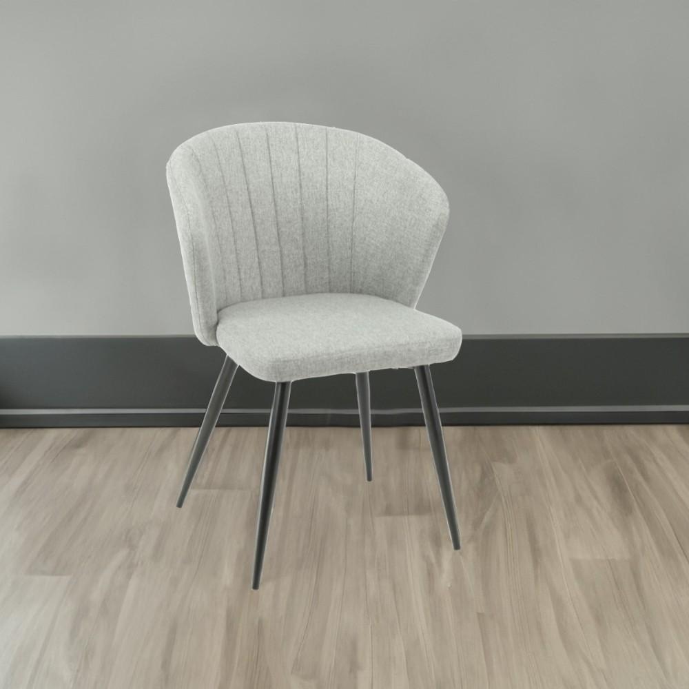 Sedia Krid tessuto grigio chiaro e piedi metallo nero set 2 pezzi