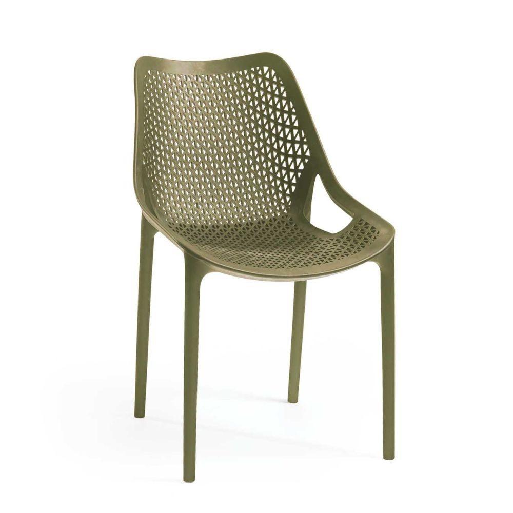 Sedia Bilros polipropilene verde oliva set 4 pezzi