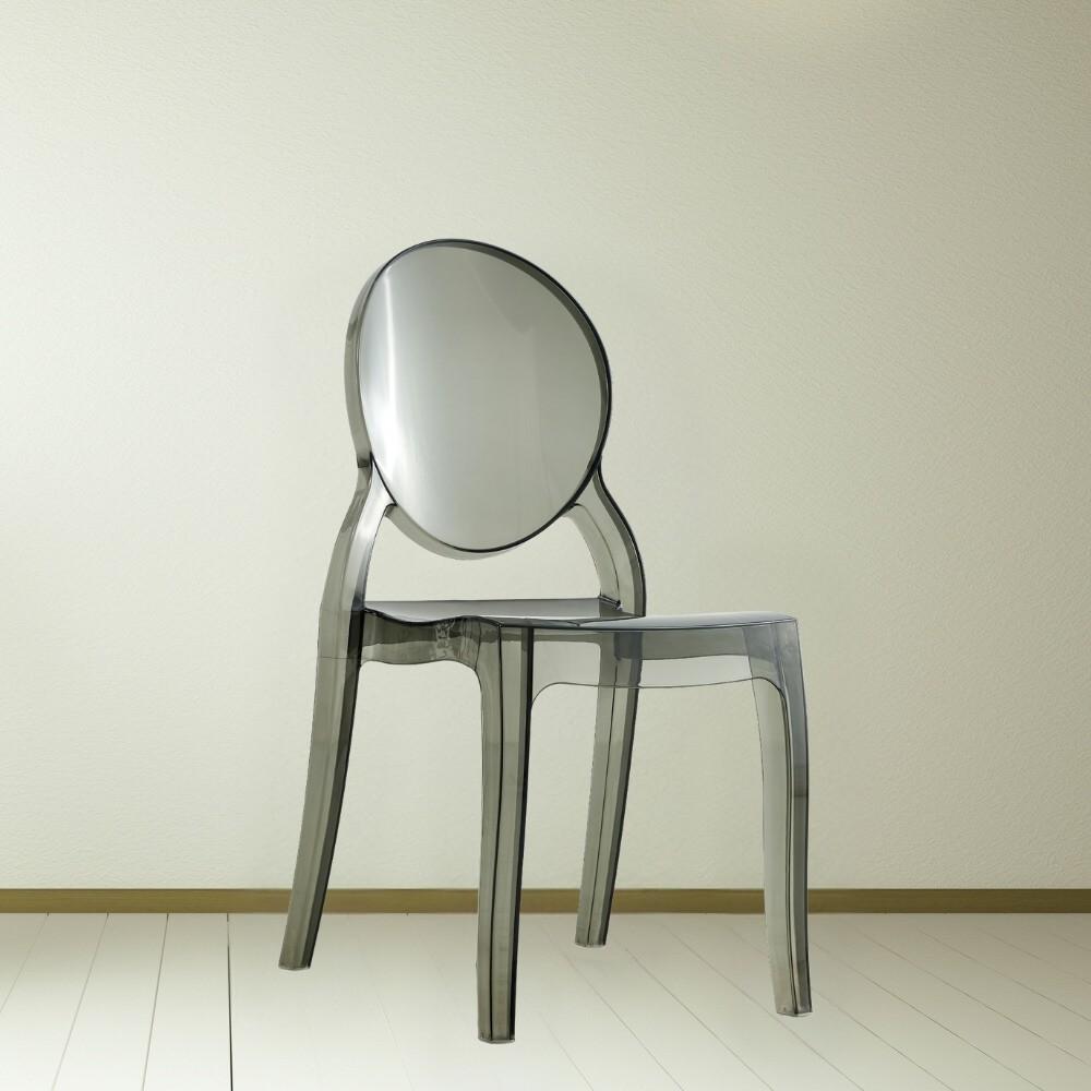 Sedia Ematite in policarbonato 44x55xH90 cm. colore fum&egrave; set 4 pezzi