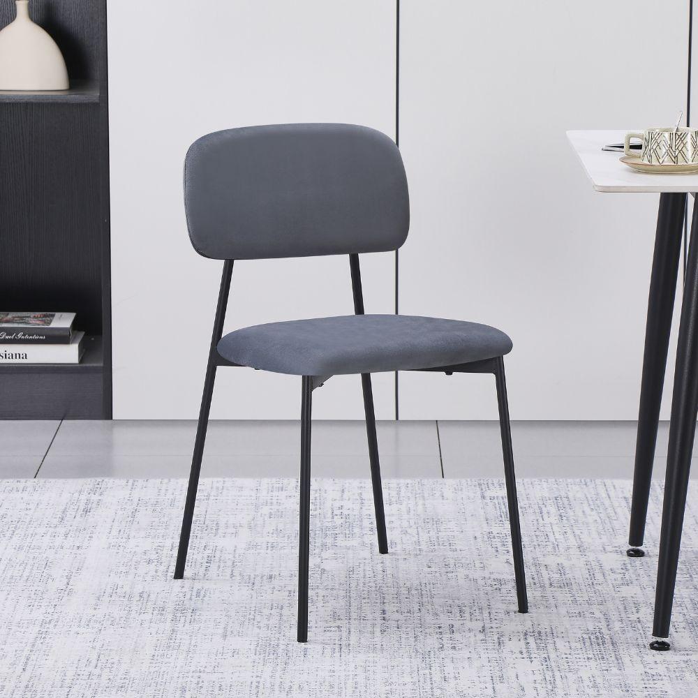 Sedia Shen in vellutino colore grigio e struttura in metallo nero set 4 pezzi