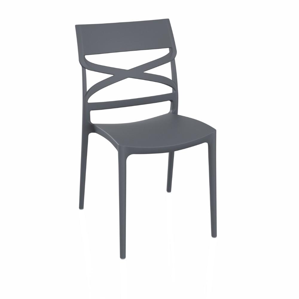 Sedia Flow in polipropilene rinforzata con fibra di vetro colore grigio metal certificate CATAS Made in Italy set 4 pezzi