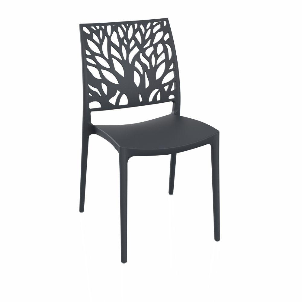 Sedia Tree in polipropilene rinforzata con fibra di vetro colore grigio metal certificate CATAS Made in Italy set 4 pezzi