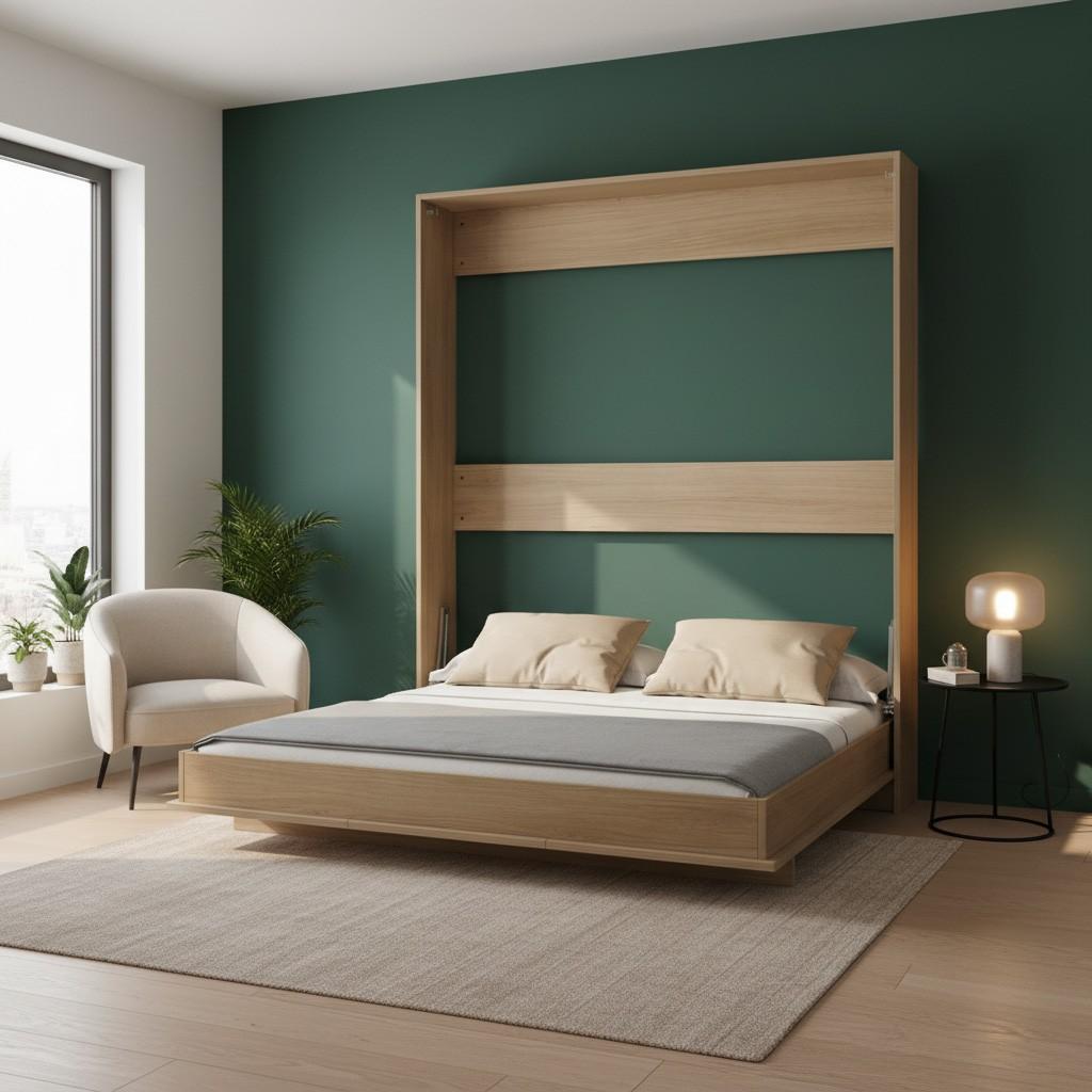Letto matrimoniale estraibile Primer colore rovere