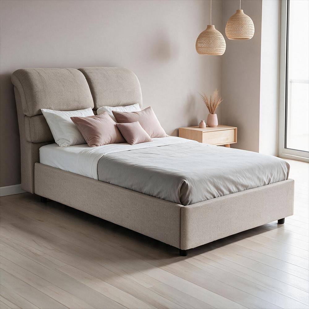 Letto una piazza e mezza Sofaback contenitore in tessuto Aragon 20 taupe