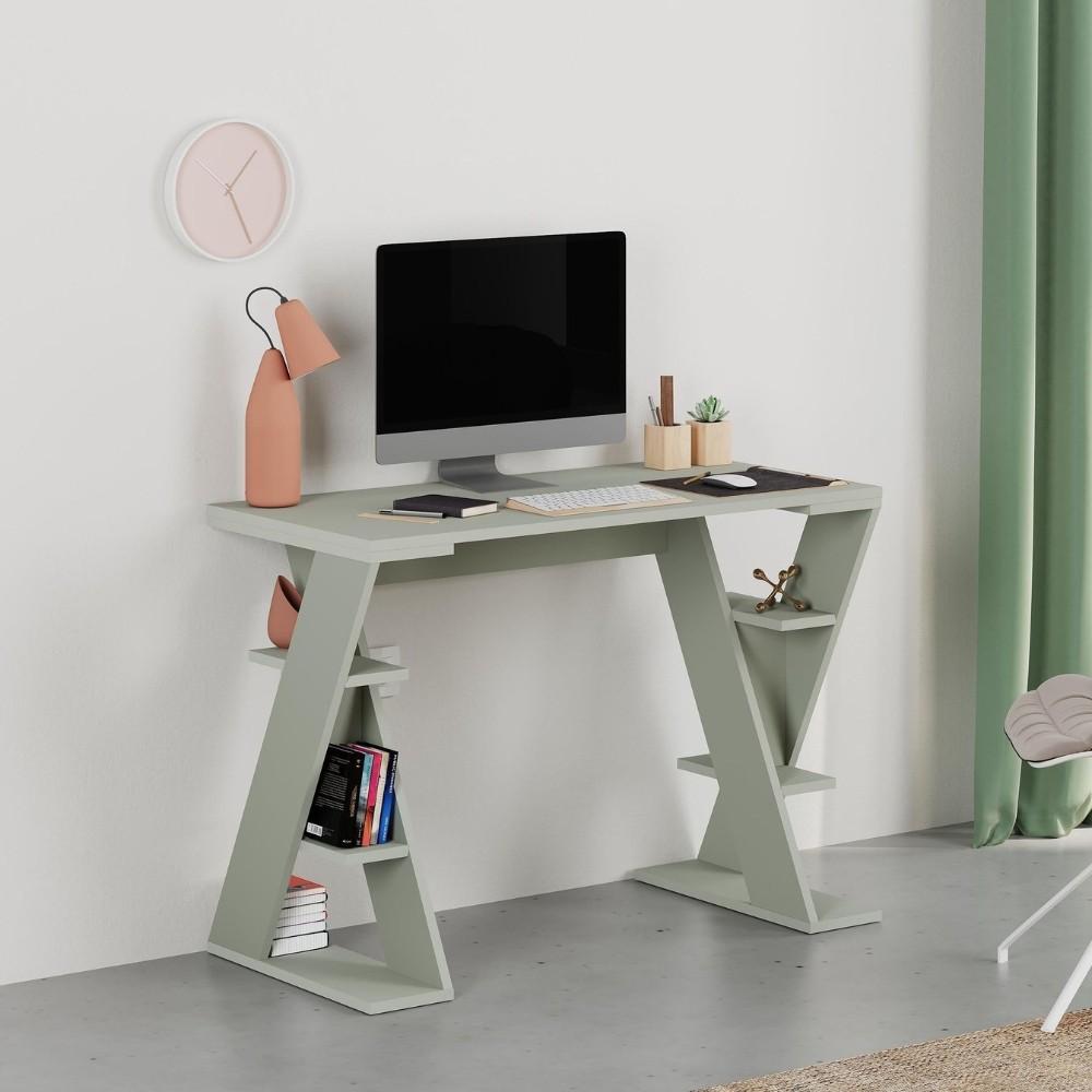 Scrivania Papillon 106 cm. struttura con mensole a giorno colore ash green