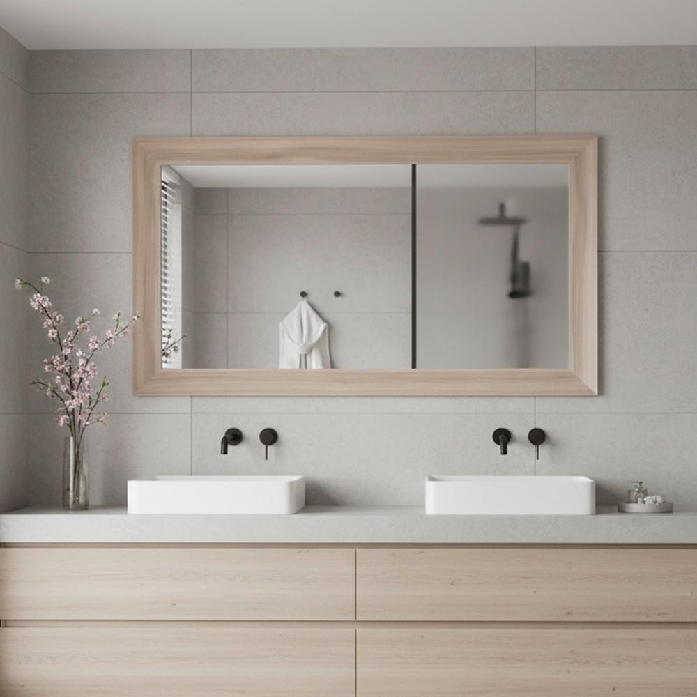 Specchiera Loto rettangolare con cornice olmo natura 102x65 cm.