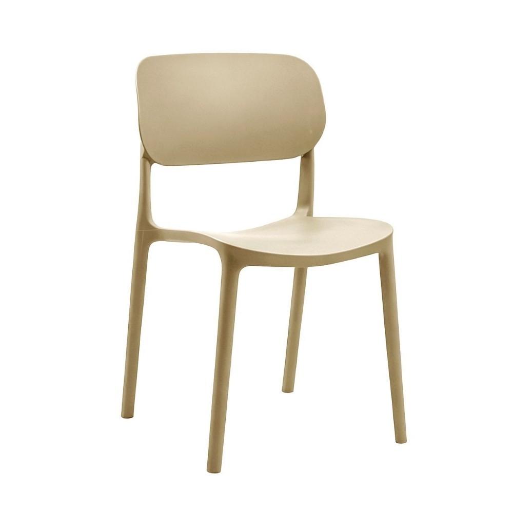 Sedia in polipropilene Loop con schienale ergonomico con apertura colore cashmere set 4 pezzi