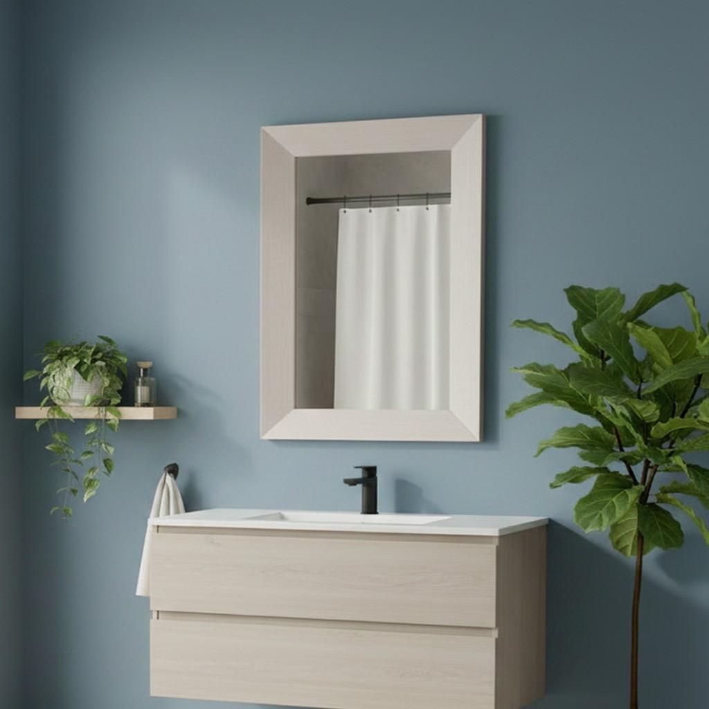 Specchiera Loto rettangolare con cornice larice beige 102x65 cm.