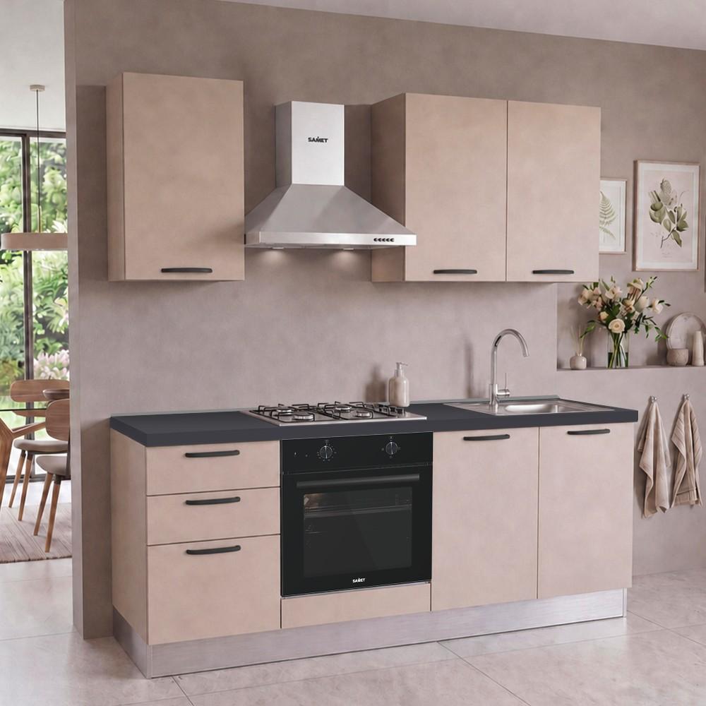 Cucina Taurusnew 195 cm reversibile in cashmere con elettrodomestici inclusi Industrie Valentini