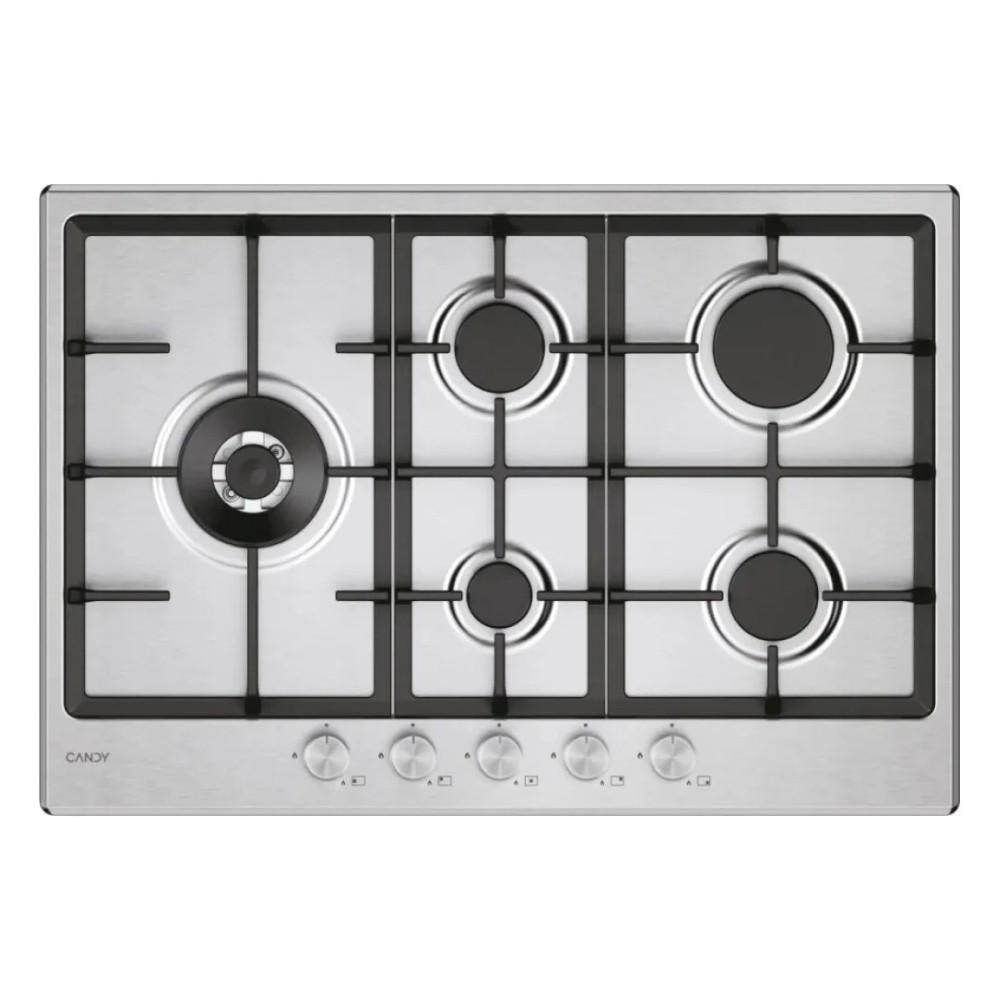 Piano cottura Candy CHG7WL4WTX a gas 5 fuochi con griglie in ghisa 75 cm. inox