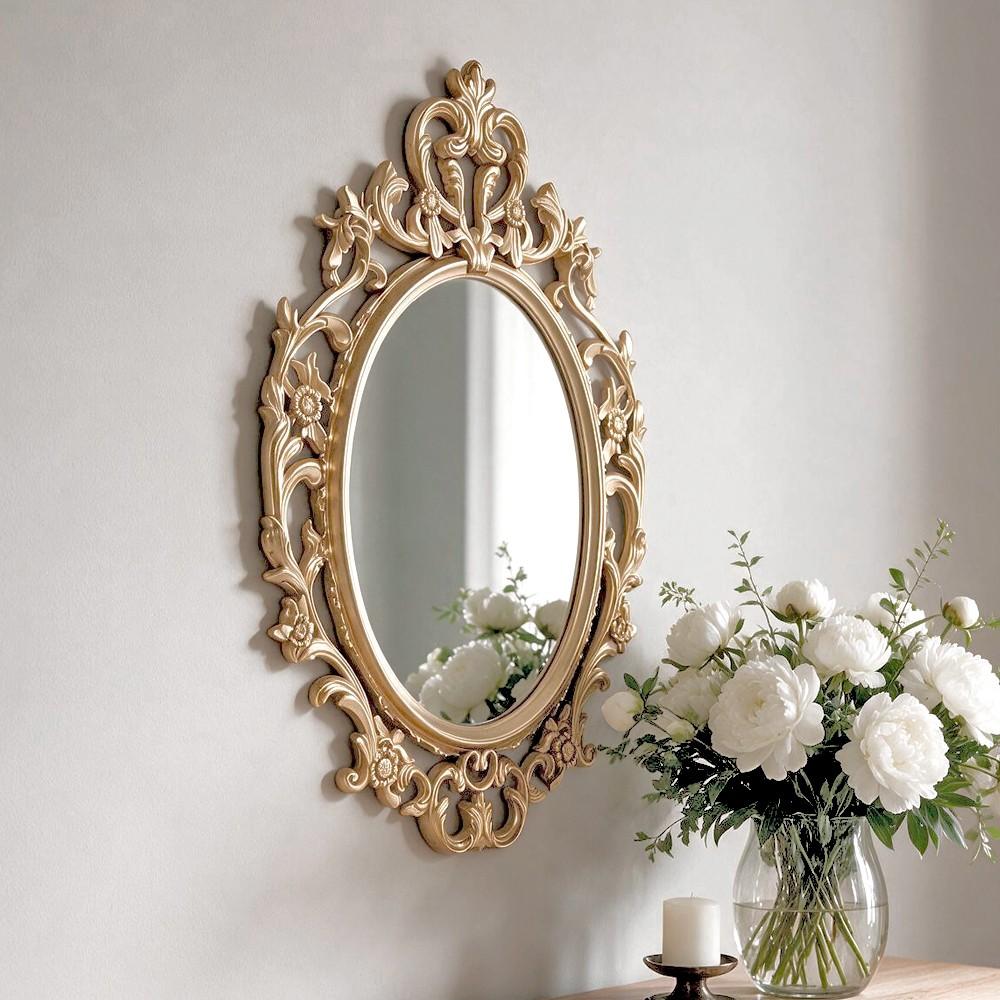 Specchio decorativo ovale da parete MR5501 con cornice in stile barocco gold 36x53 cm.