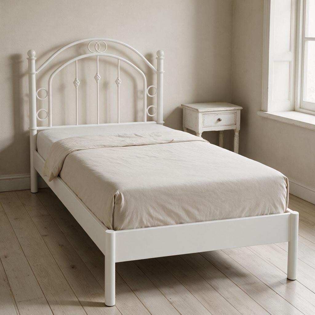 Struttura letto singolo Luxor 90x190 cm. colore bianco anticato