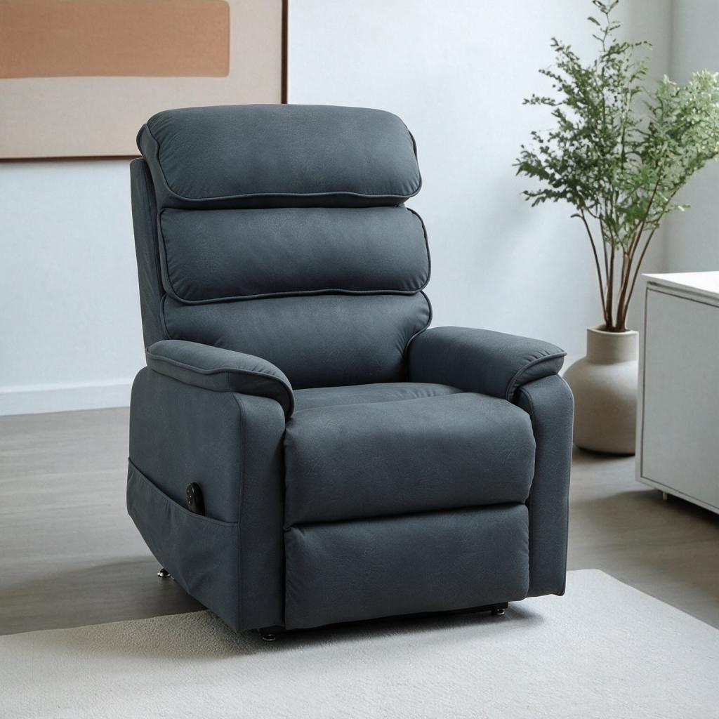Poltrona alzapersona Lia con recliner elettrico 2 motori con tasca laterale in tessuto grafite