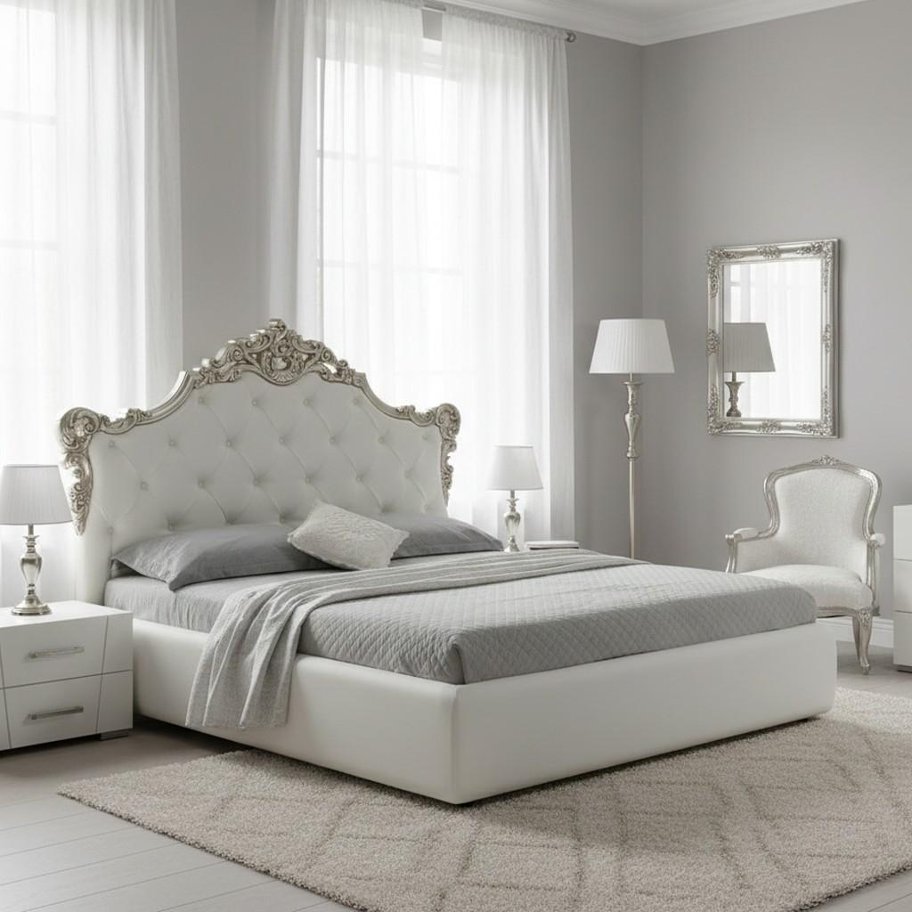 Letto matrimoniale Savoia bianco con contenitore
