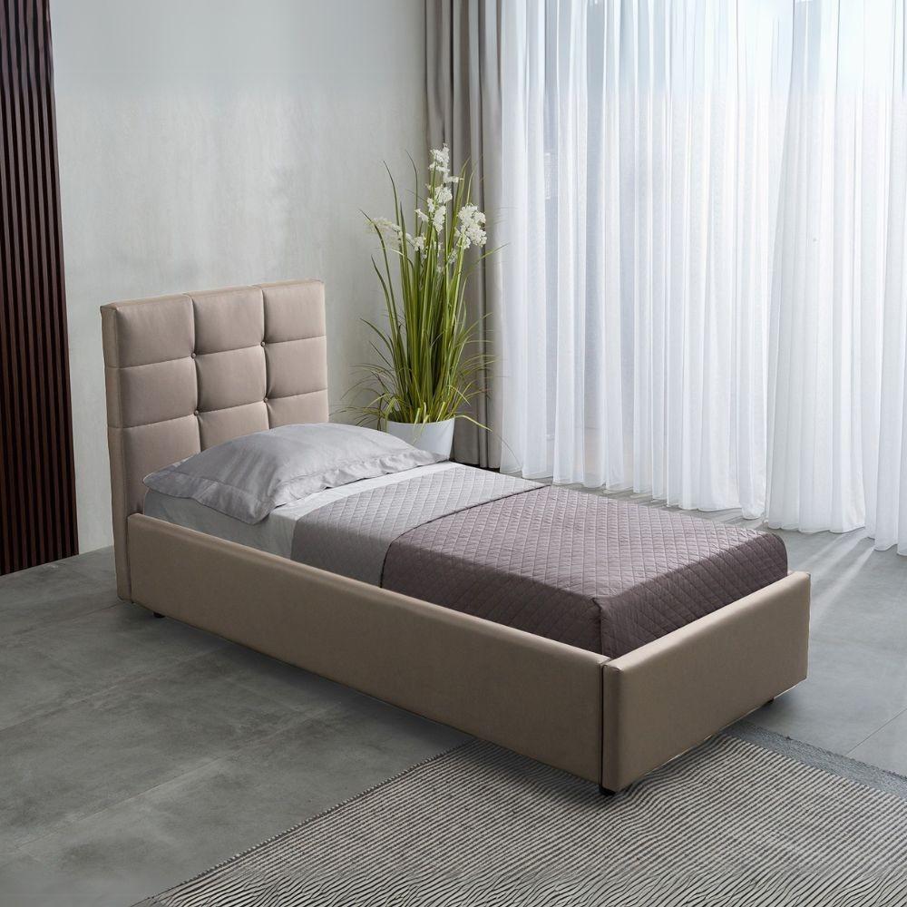 Letto singolo con contenitore Napoli tortora