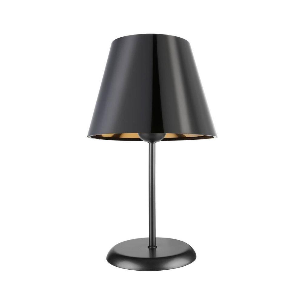 Lampada da tavolo Verda ASZ1212 in metallo e paralume in PVC effetto tessuto nero