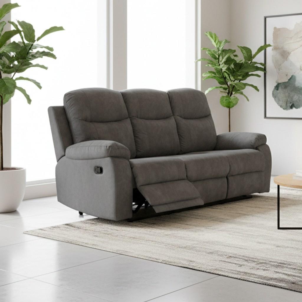 Divano Chicago 3 posti reclinabile in tessuto Ranger 11 grigio scuro