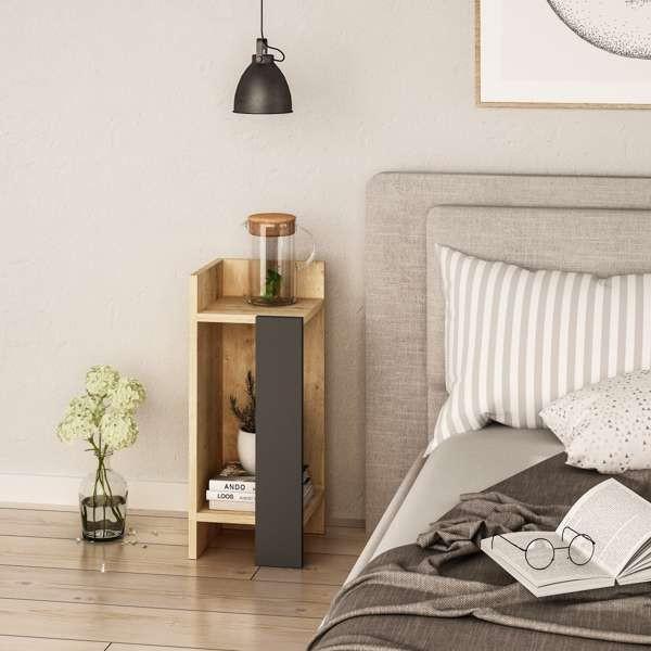 Tavolino comodino di design Elos rovere oak pannello antracite 27x25x60h sinistro
