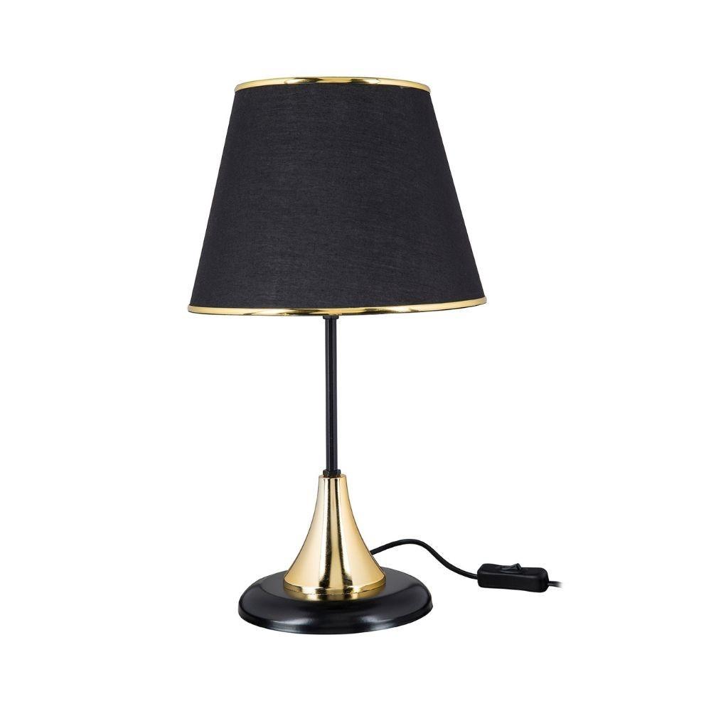Lampada da tavolo Arden metallo e paralume in PVC effetto tessuto nero ASZ1632