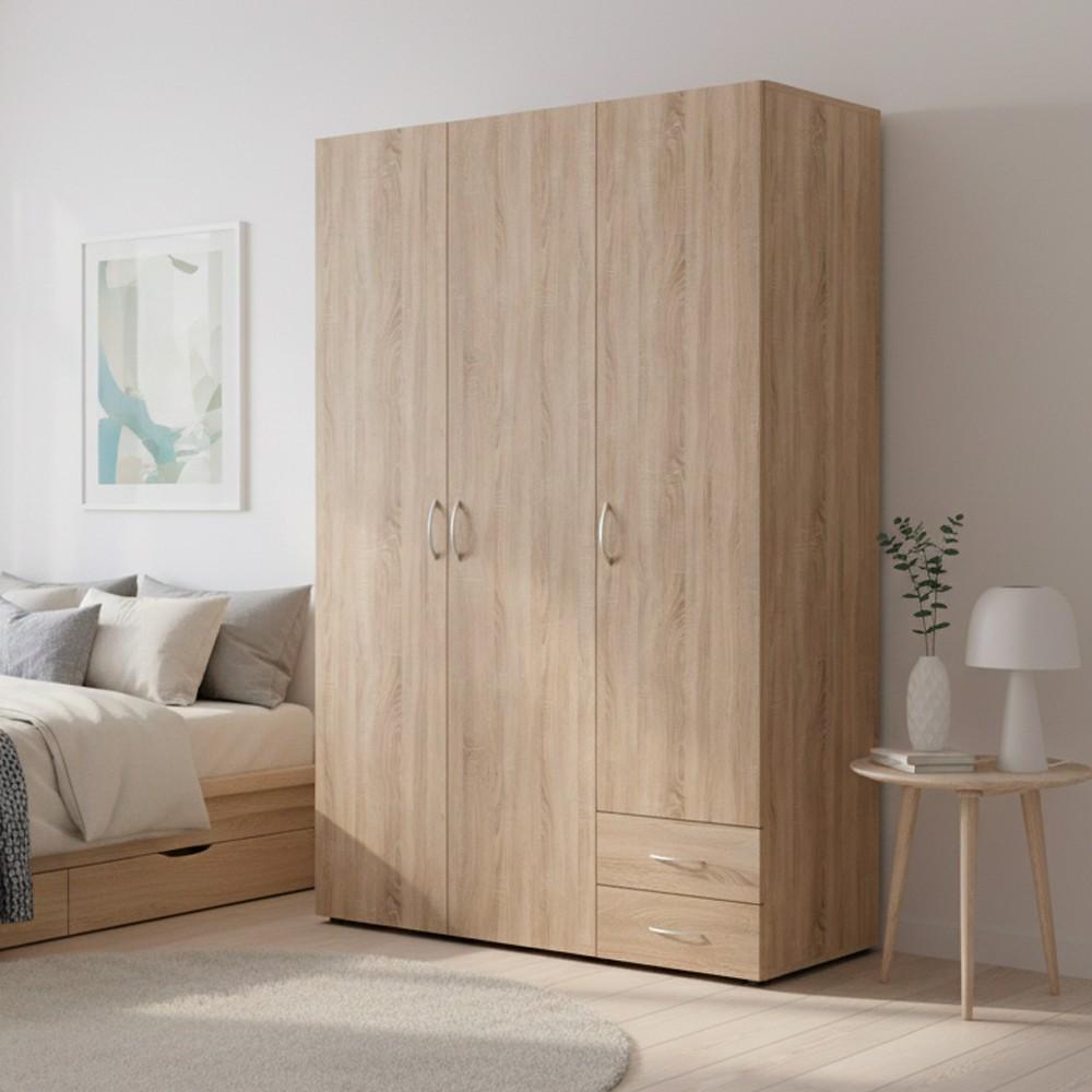 Armadio 3 ante 2 cassetti Seba 3 colore rovere sonoma