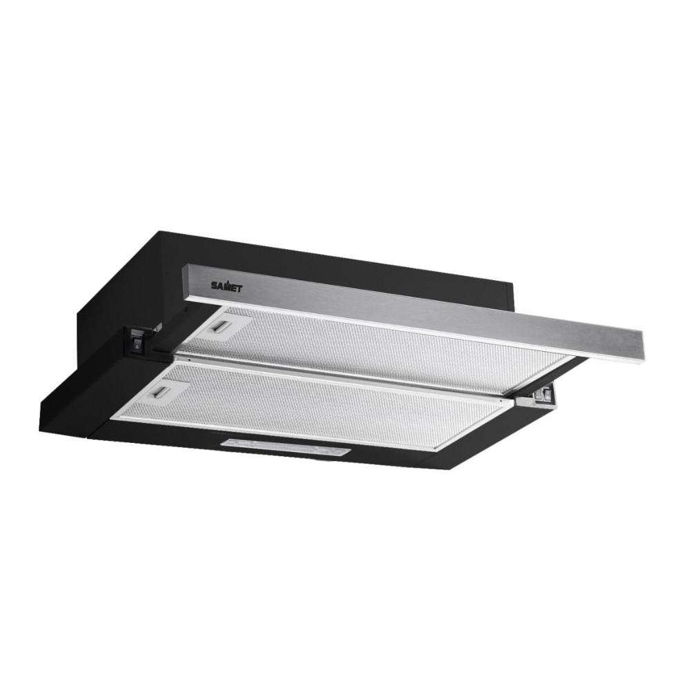 Cappa Samet New Slim sottopensile potenza aspirante 250 m3/h 60 nero con frontalino inox